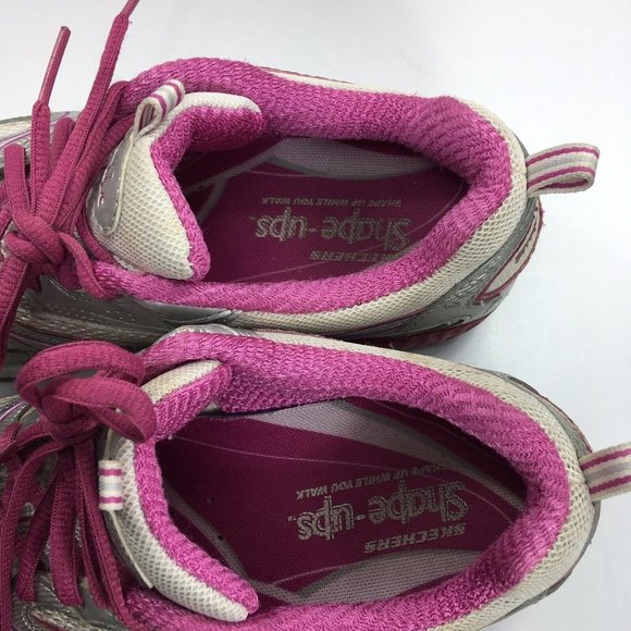 Skechers Shapeups Shoes Womens US 7 - Eu 37 Pink Silver Trainers Training Toning - Picture 4 of 10